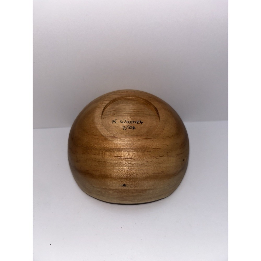 Artisan Signed 2006 Live Edge Wood Bowl 6" Hand Turned Natural Bark Trinket Dish - Picture 3 of 3
